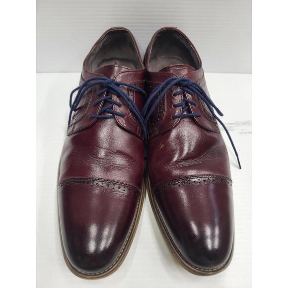 Stacy Adams Shoes Mens Size 12 Burgundy Cap Toe Oxford Dress Brogue 25064-601 - Picture 1 of 14